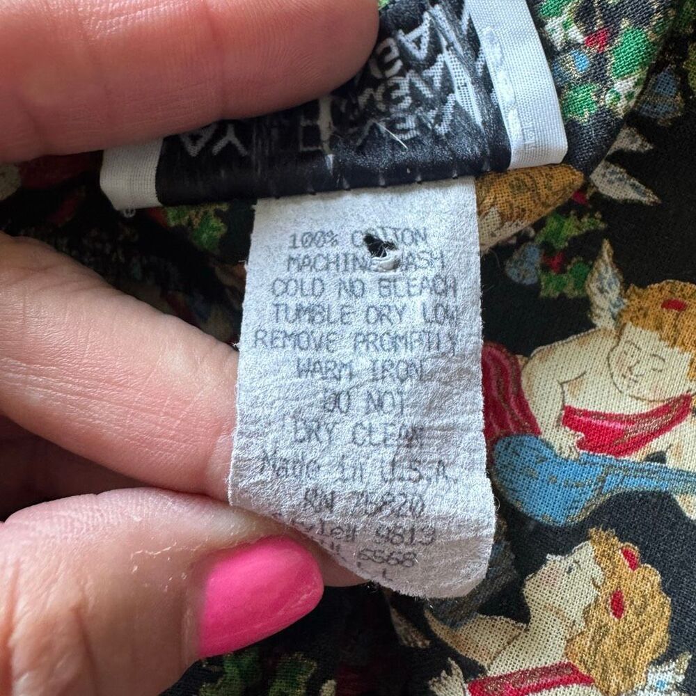 Vintage Cherub All Over Print Statement Cottage Core Dress With  Pockets Cotton - Picture 9 of 10